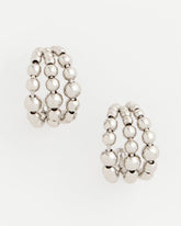 Chico's Silver Beaded Mini Hoop Earrings SILVER