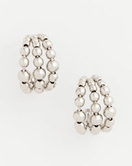 Chico's Silver Beaded Mini Hoop Earrings SILVER
