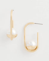 Chico's Pearl Gold Hoop Earrings PEARL