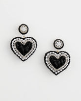 Chico's Black Beaded Heart Drop Earrings BLACK