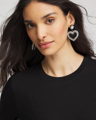 Chico's Black Beaded Heart Drop Earrings BLACK