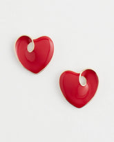 Chico's Red Enamel Heart Stud Earrings RED