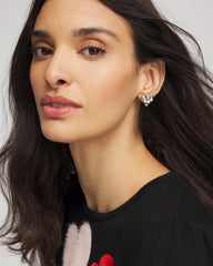 Chico's Mini Bejeweled Heart Stud Earrings SILVER