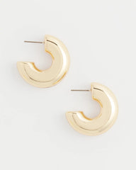 Chico's Gold Puff Hoop Earrings GOLD