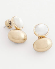 Chico's White & Gold Mini Stud Earrings GOLD