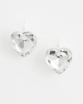 Chico's Crystal Heart Gem Drop Earrings NEUTRAL