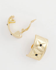 Chico's Black & Gold Quilted Clip on Earrings GOLD