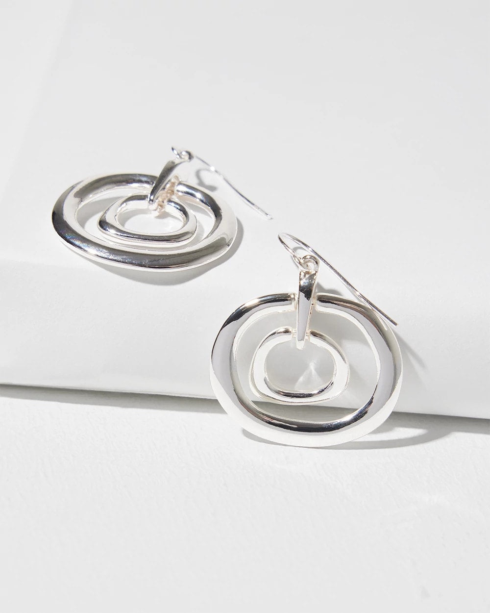 Chico's Silver Tone Drop Pendant Earrings SILVER