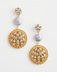 Chico's Gold Medallion Drop Earrings GOLD