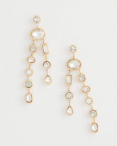 Chico's Bezel Set Linear Goldtone Earrings GOLD