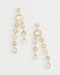 Chico's Bezel Set Linear Goldtone Earrings GOLD