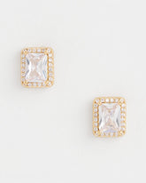 Chico's Gold Emerald Cut Stud Earrings GOLD