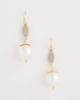 Chico's Faux Pearl and Pave Drop Earrings PEARL