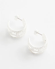 Chico's No Droop® Cutout Silvertone Hoop Earrings SILVER
