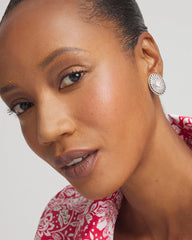 Chico's Medallion Clip-On Earrings SILVER