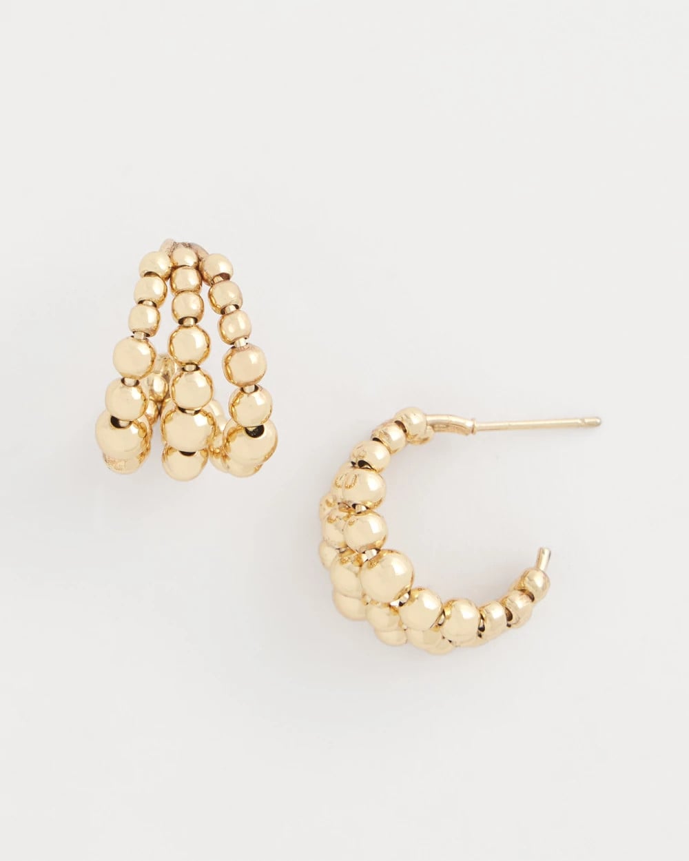 Chico's Gold Beaded Mini Hoop Earrings GOLD