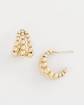 Chico's Gold Beaded Mini Hoop Earrings GOLD