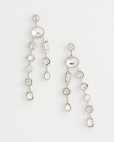 Chico's Bezel Set Linear Silvertone Earrings SILVER