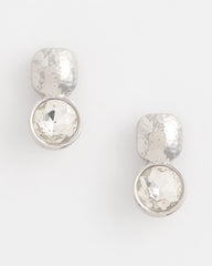 Chico's No Droop™ Silver Tone Crystal Clip-On Earrings