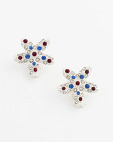 Chico's Red White & Blue Starfish Clip-On Earrings SILVER