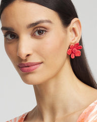 Chico's No Droop™ Coral Floral Stud Earrings CORAL
