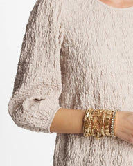 Chico's Textured Circle Stretch Bracelet GOLD