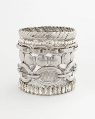 Chico's Silver Textured Circle Stretch Bracelet SILVER