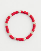 Chico's Red Barrel Bead Stretch Bracelet RED