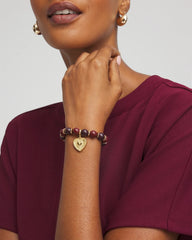 Chico's Chianti Stretch Beaded Charm Bracelet DEEP CHIANTI