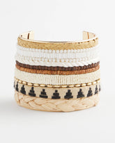 Chico's Mixed Media Textured Cuff Bracelet NEUTRAL