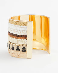 Chico's Mixed Media Textured Cuff Bracelet NEUTRAL