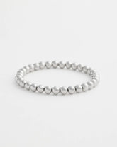 Chico's Small Beaded Silver Tone Stretch Bracelet SILVER