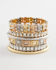 Chico's Tri-Tone Rectangle Stretch Bracelet MIXED METALS