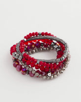 Chico's Red Stretch Set of Five Beaded Bracelets RED