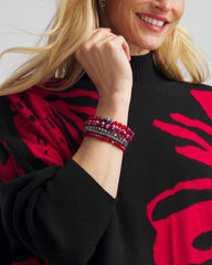 Chico's Red Stretch Set of Five Beaded Bracelets RED
