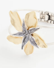 Chico's Mixed-Metal Floral Cuff Bangle Bracelet MIXED METALS
