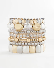 Chico's Gold & Silver Tone Beaded Stretch Bracelet MIXED METALS