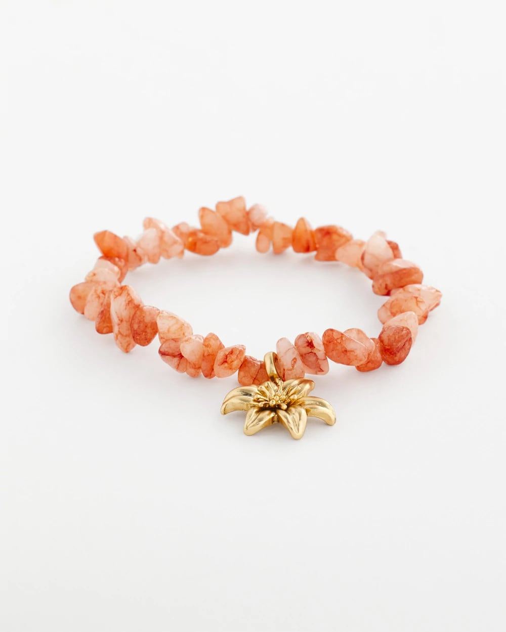 Chico's Aventurine Stone Chips Charm Bracelet ORANGE