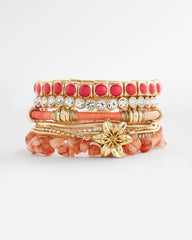 Chico's Aventurine Stone Chips Charm Bracelet ORANGE