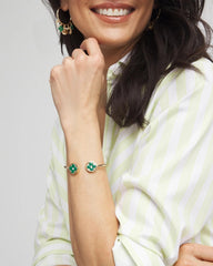 Chico's Four Leaf Clover Flex Cuff Bracelet GREEN