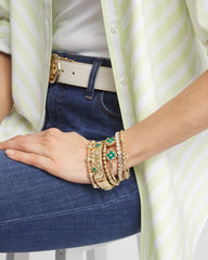 Chico's Four Leaf Clover Flex Cuff Bracelet GREEN