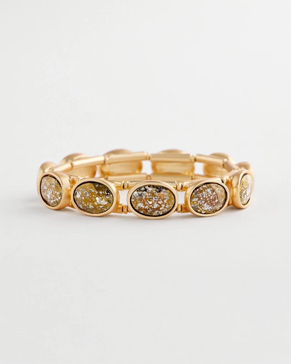 Chico's Large Faceted Gem Stretch Bracelet BLACK