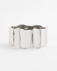 Chico's Silvertone Wave Stretch Cuff Bracelet SILVER