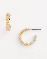 Chico's Goldtone Cubic Zirconia Hoop Earrings GOLD