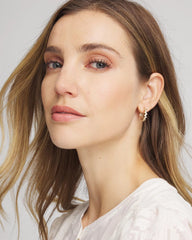 Chico's Goldtone Cubic Zirconia Hoop Earrings GOLD