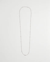 Chico's Fine Crystal Long Chain Necklace SILVER