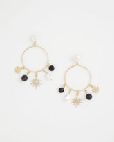 Chico's Starry Night Charm Hoop Earrings GOLD