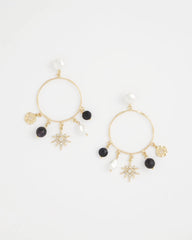 Chico's Starry Night Charm Hoop Earrings GOLD