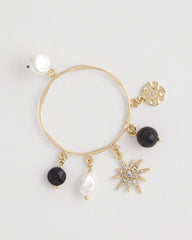 Chico's Starry Night Charm Hoop Earrings GOLD
