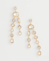 Chico's Bezel Set Linear Goldtone Earrings GOLD